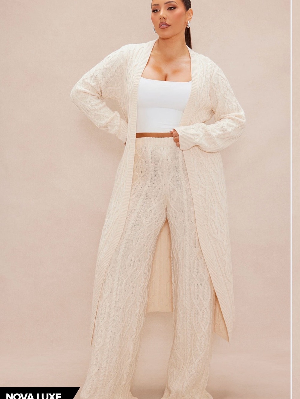 Selena Cardigan Cream 2 Piece Sweater Set